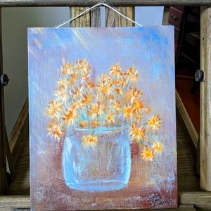 NEW Original Painting Metallic Flowers in Acrylic by TBunn Hand Crafted